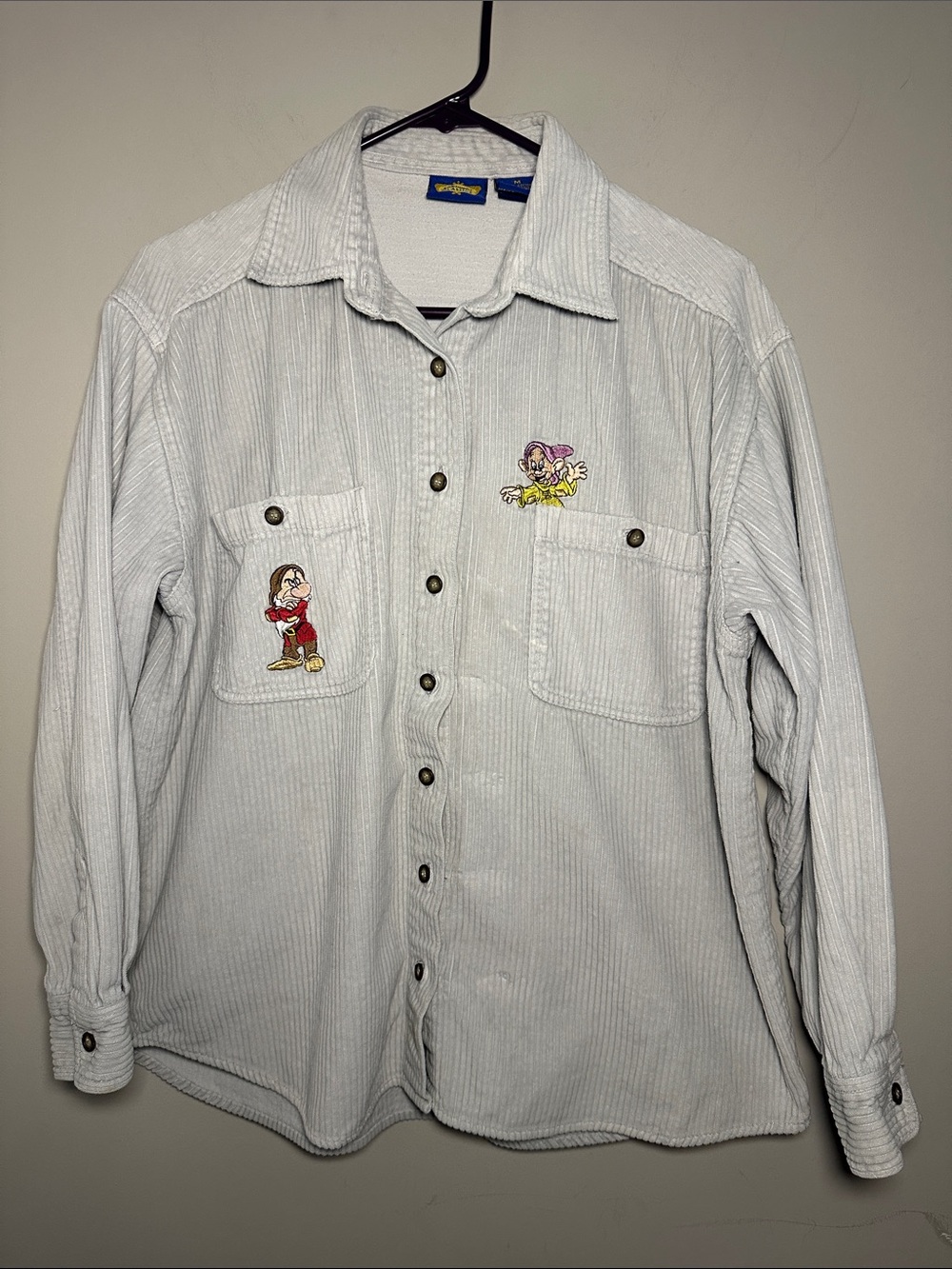 The Seven Dwarfs Disney Light Gray Corduroy Button-Up Shirt